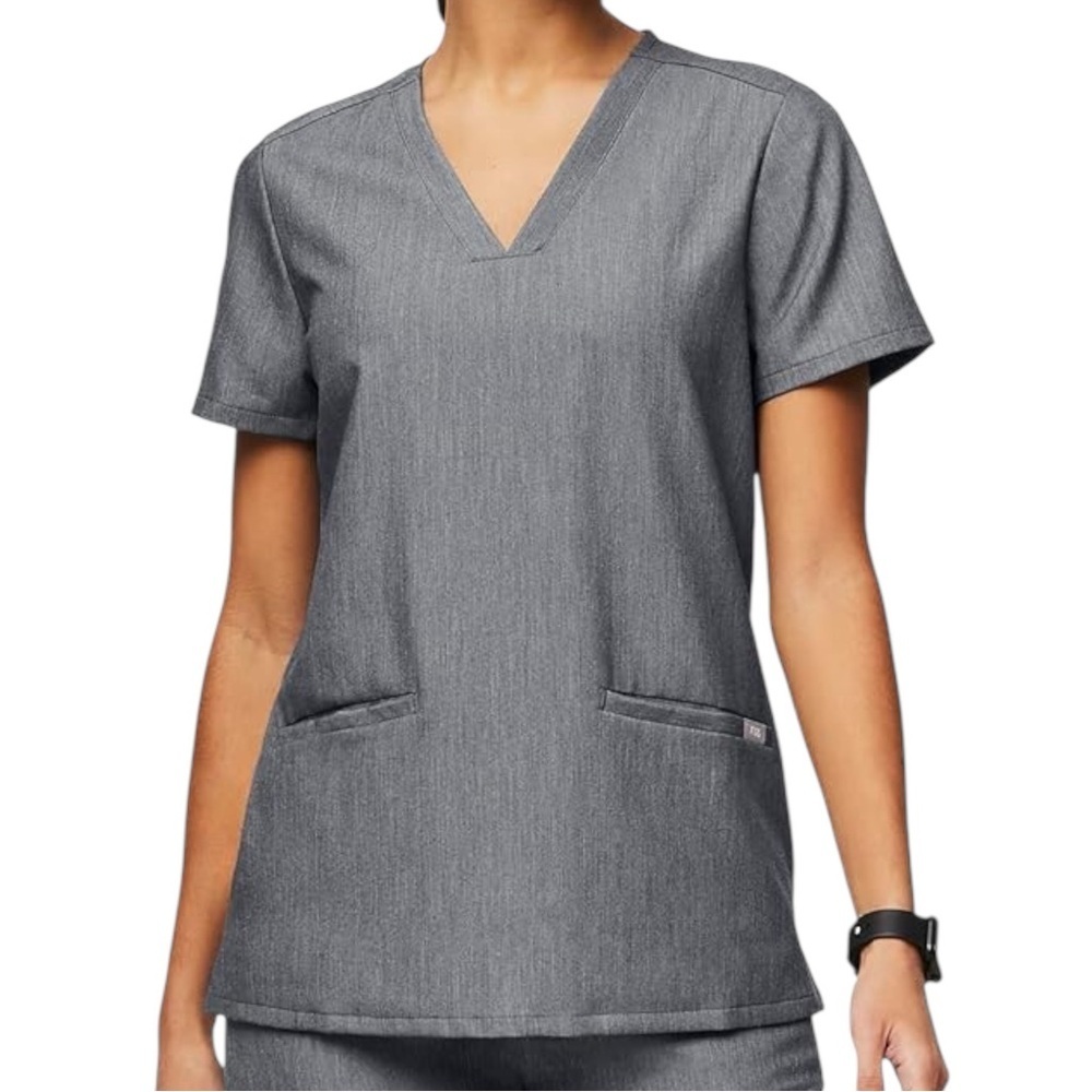 FIGS Grey V Neck Scrub Top Size M Technical Collection Casma